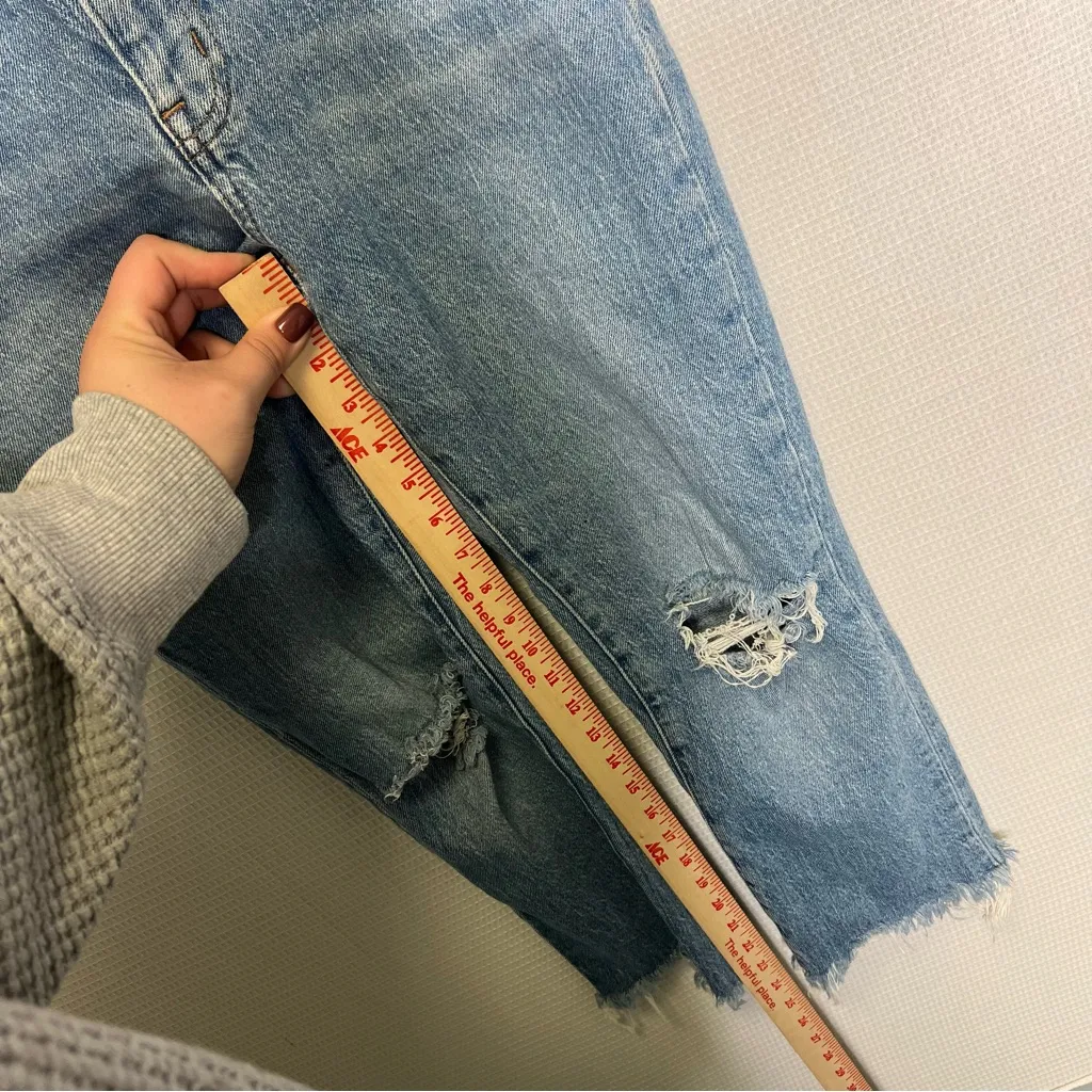 Madewell | Blue Ankle Cropped Jeans with Frayed‎ Hem 25 Boyfriend - Image 11