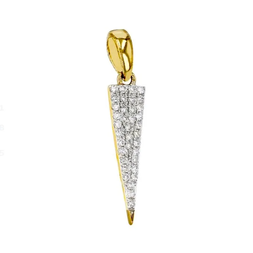 14K Yellow Gold Triangle Diamond Necklace - Image 4