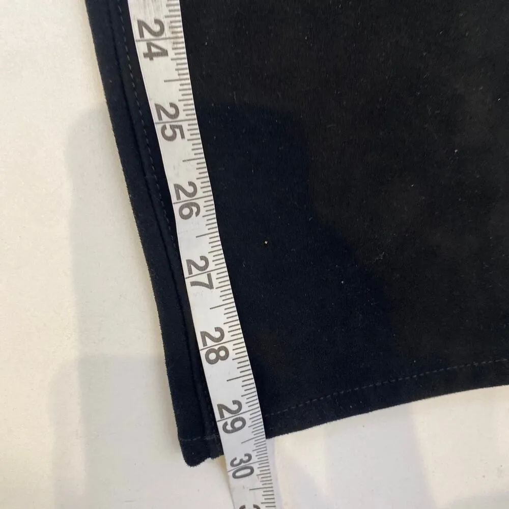 Chico’s Black Sueded Straight Leg Pants Pull On w/ Button EUC Sz 16 Polyester - Image 13