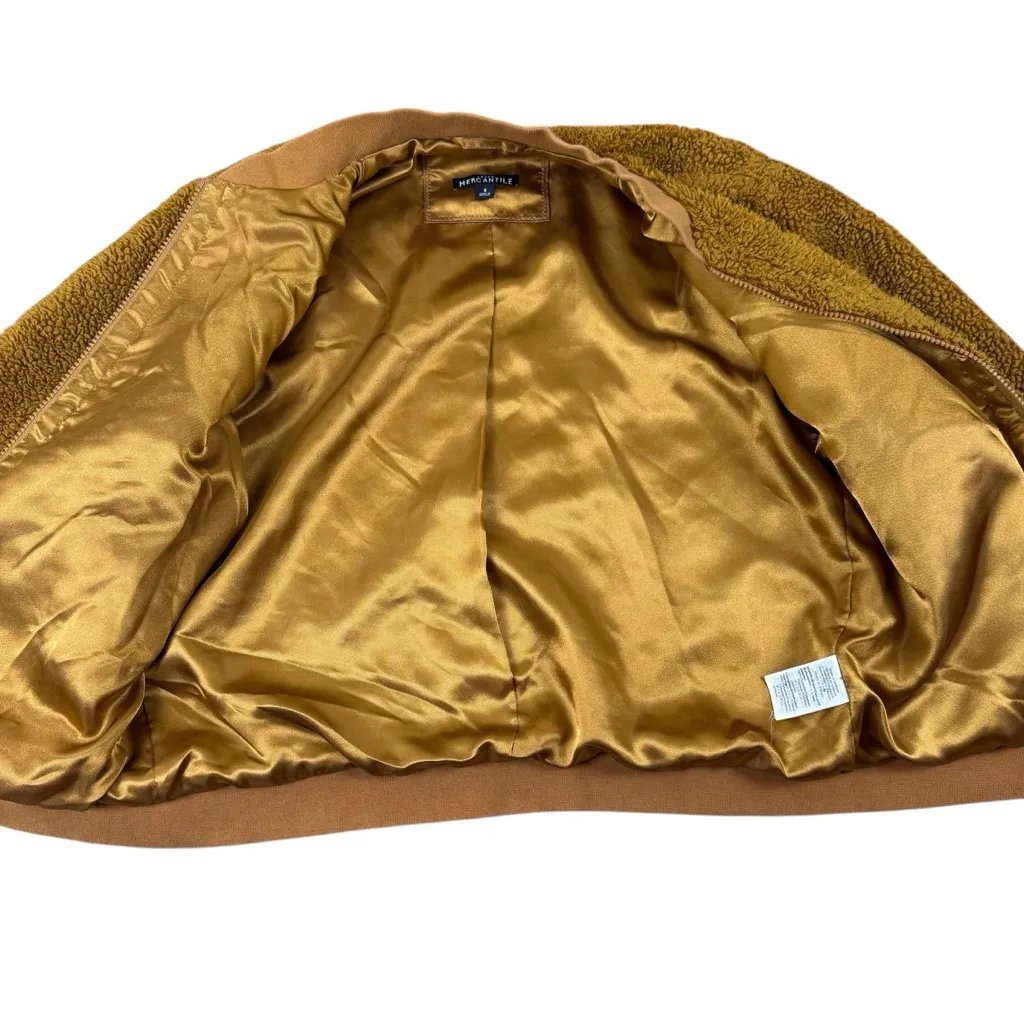 J. Crew Mercantile Sherpa Golden Brandy Mustard Yellow Teddy Bomber Jacket Small - Image 3
