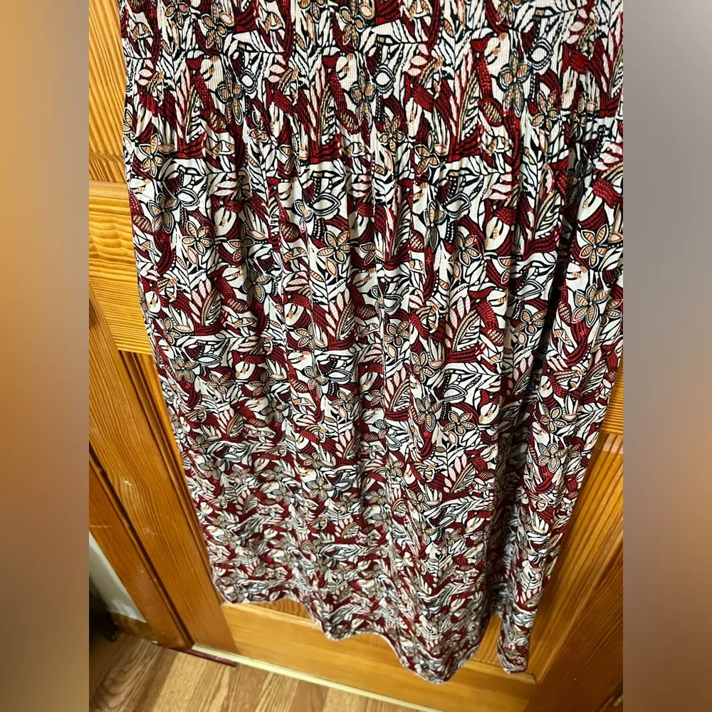 Vintage Pattern Midi Dress Red Size M - Image 5