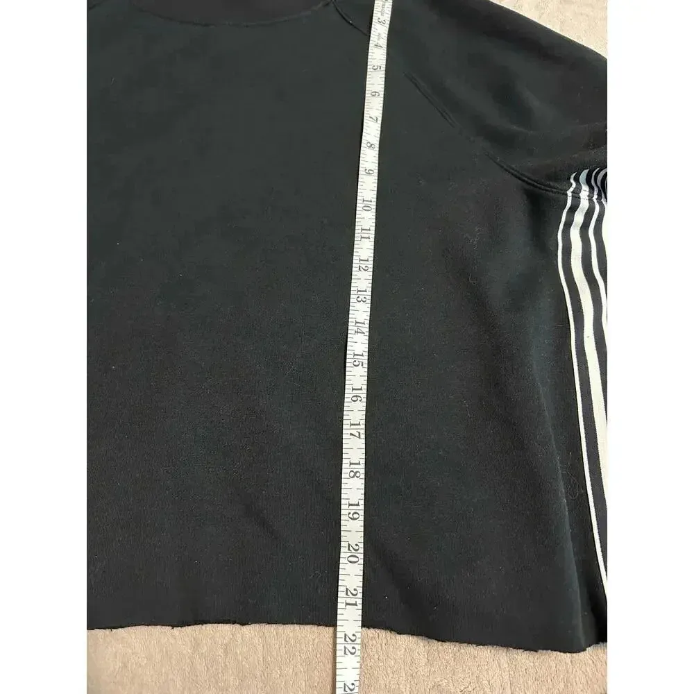 Avia Cropped Crewneck Sweatshirt Size XL 16-18 Black White Stripes Athleisure - Image 4