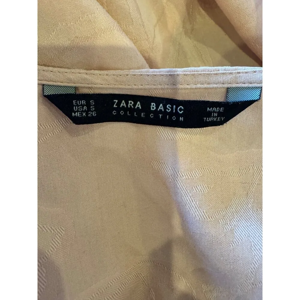 Zara Shirt Women Small Pink Floral Kimono Wrap Blouse Boho‎ Cottagecore - Image 7