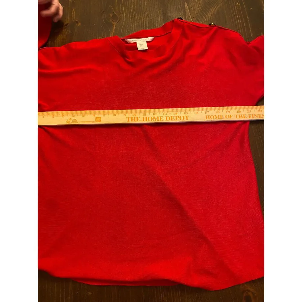 Max Studio Sweater Women's Medium Red Rayon Long Sleeve Buttons down arms PRETTY - Image 5