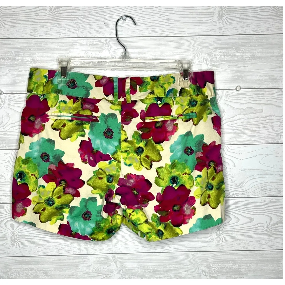 The Limited "Drew Fit" green/fuchsia floral print shorts size 12 - Image 2