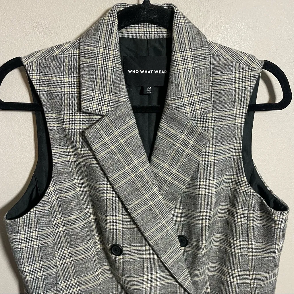 Who What Wear Plaid Blazer Vest Size medium - Image 6