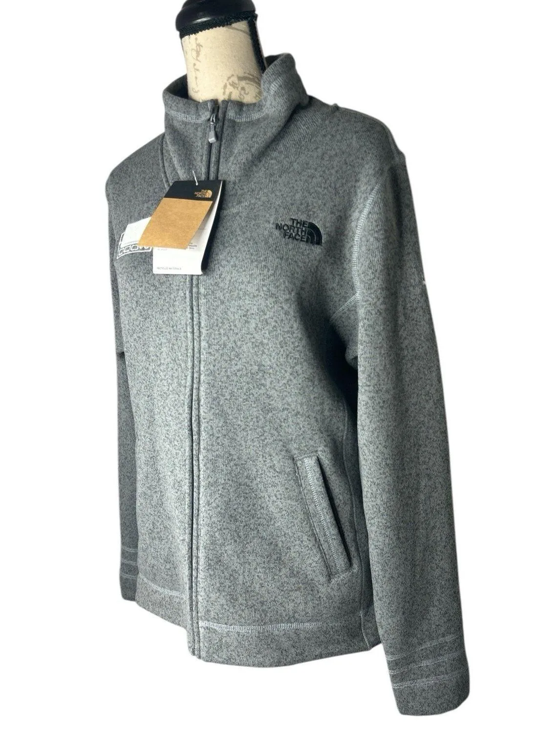 THE NORTH FACE Full Zip Jacket Heather Gray Company Logos Women's Size L NWT New - Image 2