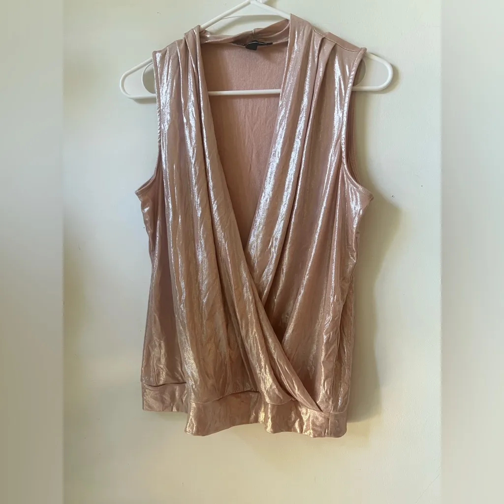 INC International Concepts Women’s Metallic Sleeveless Blouse Size M Gold Size M - Image 5