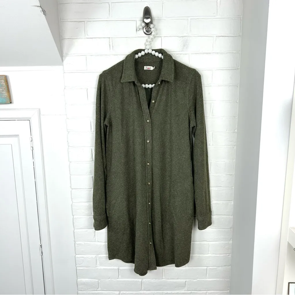 Faherty Legend Knit Sweater Dress in Olive Green Melange Twill Size S - Image 4