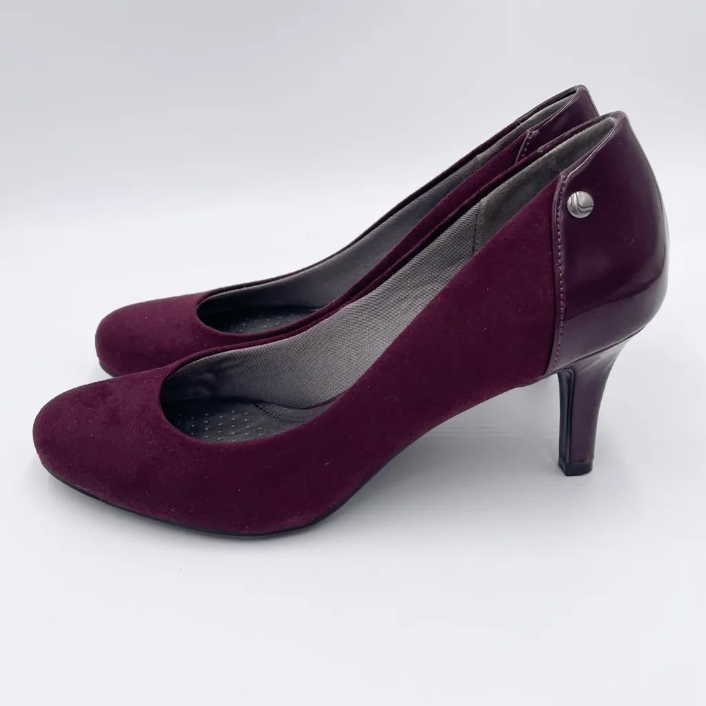 LifeStride Lively Women's High Heels Pumps Size 9 Dark Wine Red Microsuede Stud - Image 6