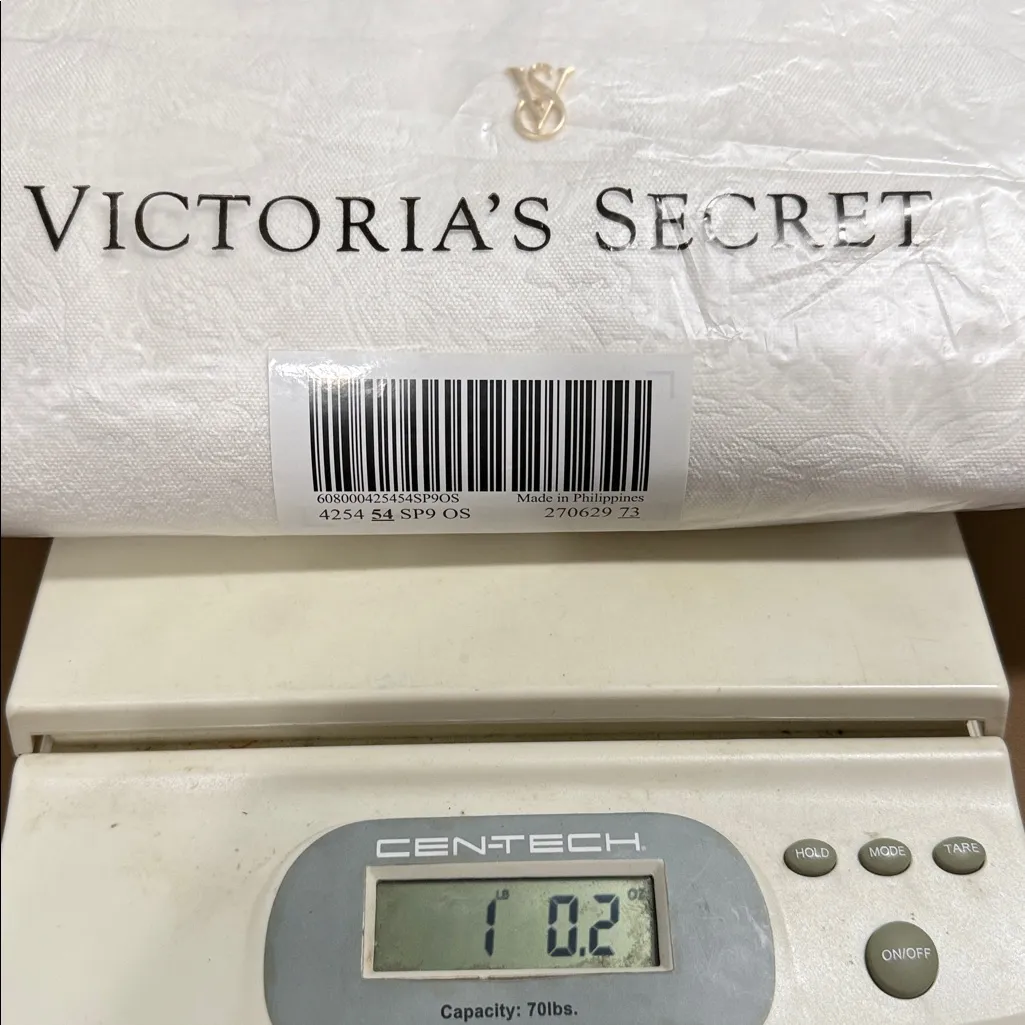 Victoria's Secret Floral Embossed Ivory Tote Bag Lavender Scarf Logo Ltd Edition - Image 14
