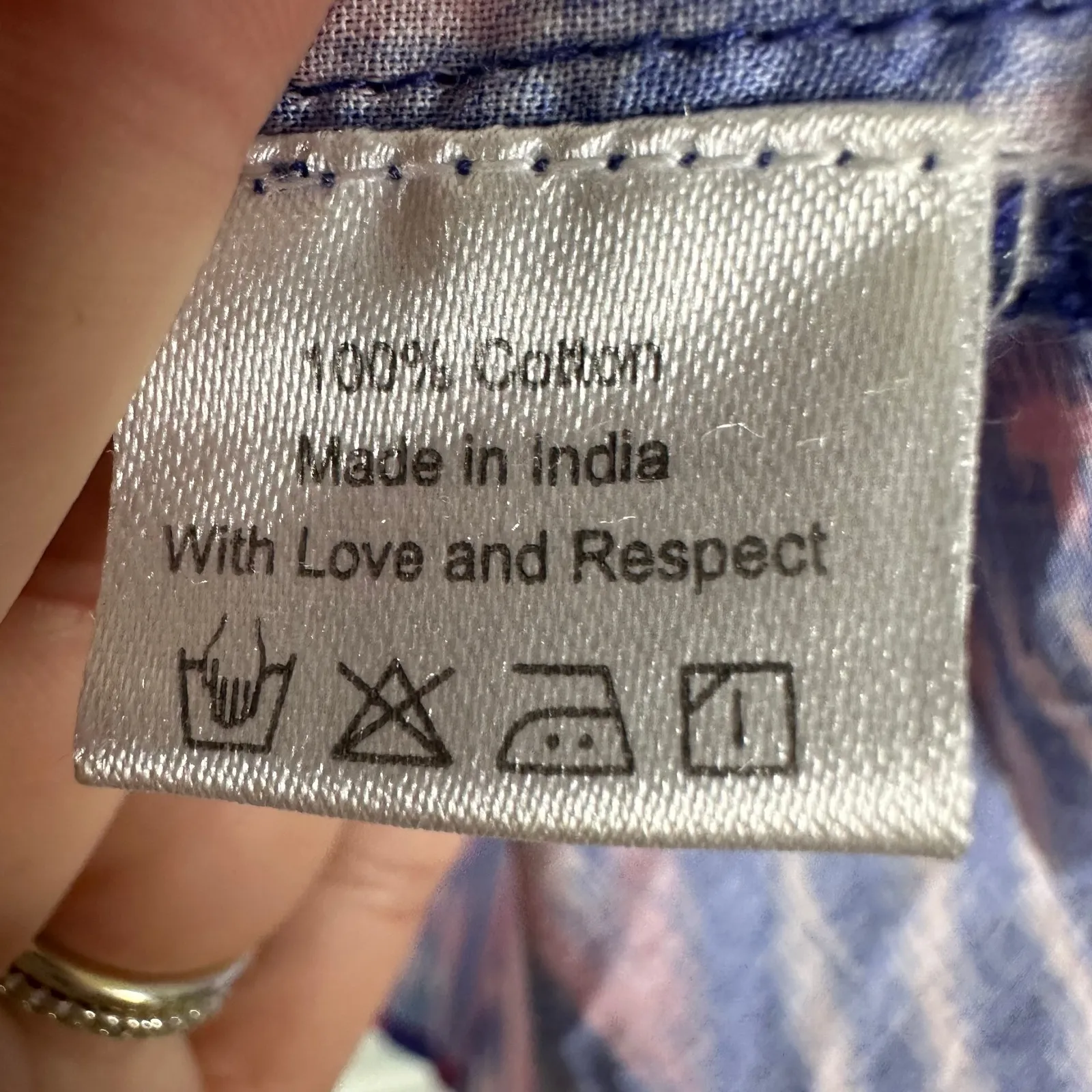 La Plage Alison Blue Pink Ikat Cotton Pocket Dress Women’s Large - Image 4