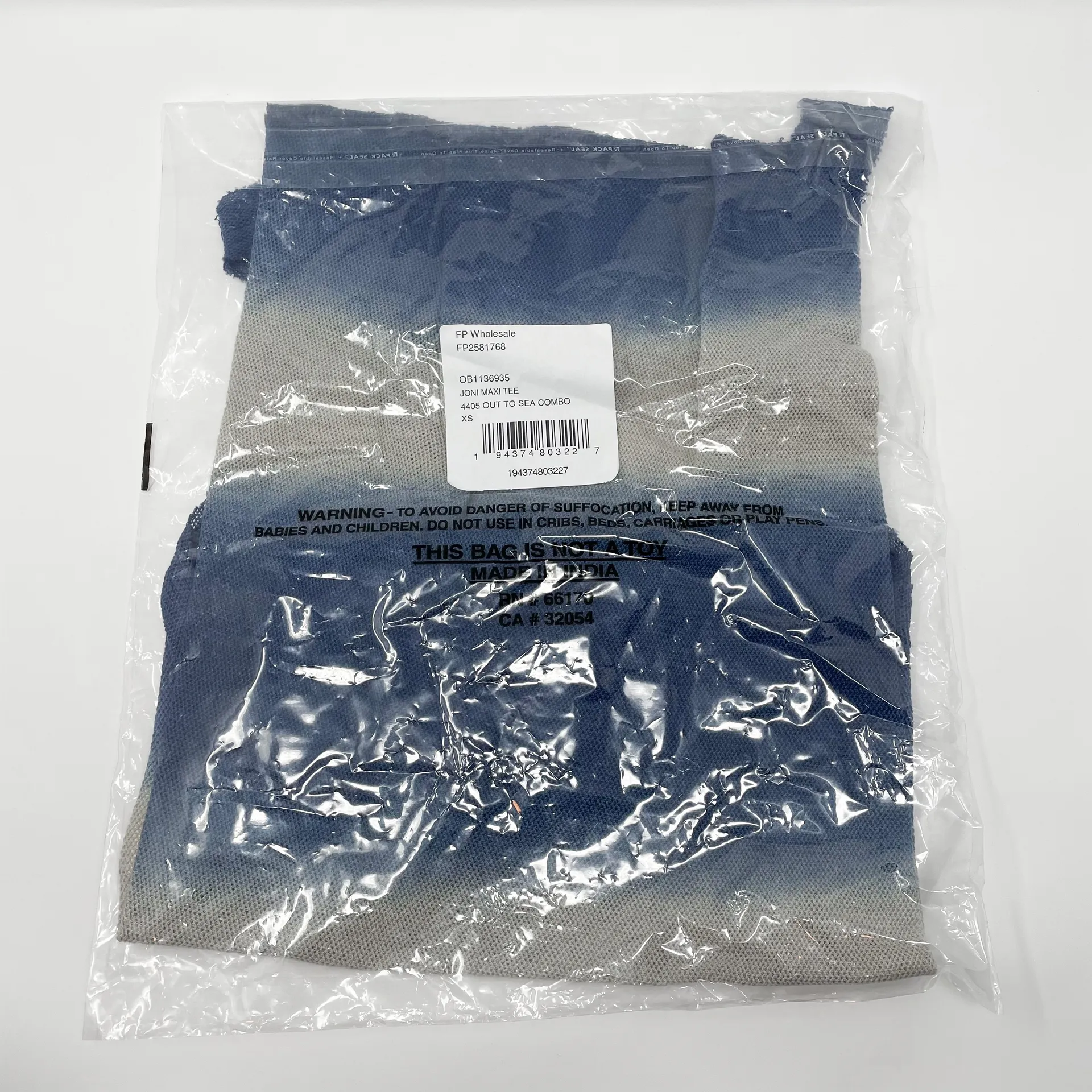 Joni Out to Sea Navy Striped Tie Dye Long Side Slit Maxi Tee Tank - Image 3