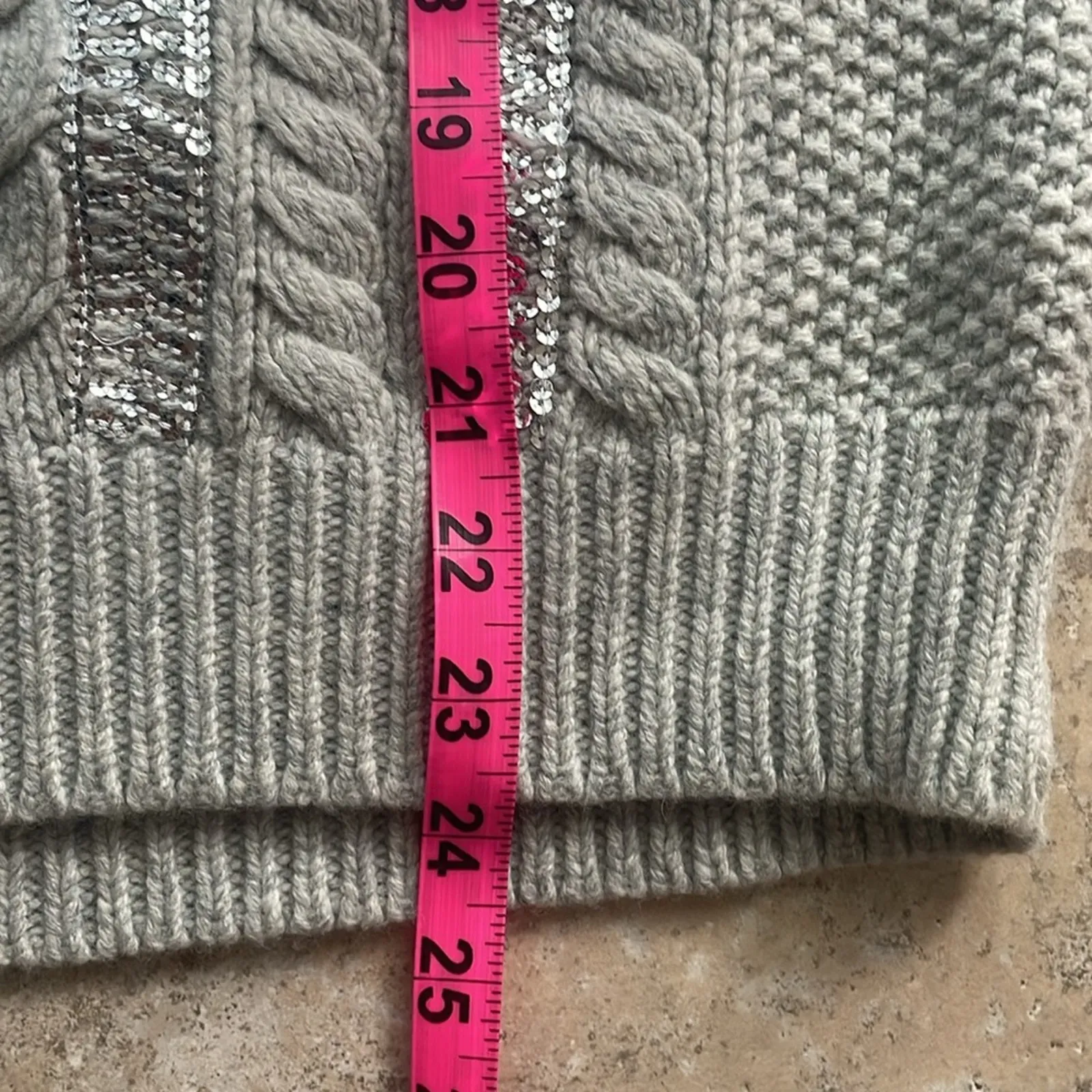 J.Crew Cable-knit Sequin Sweater Gray - Image 15