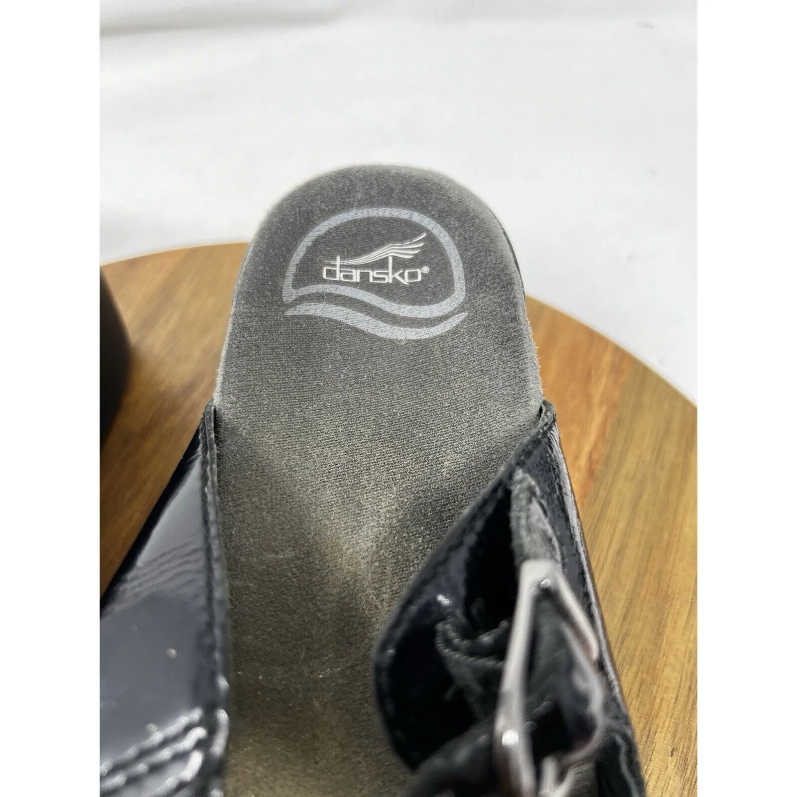 Dansko Sandals Womens 40 9.5 Sela Patent Leather Buckle Comfort Black‎ Clog - Image 3