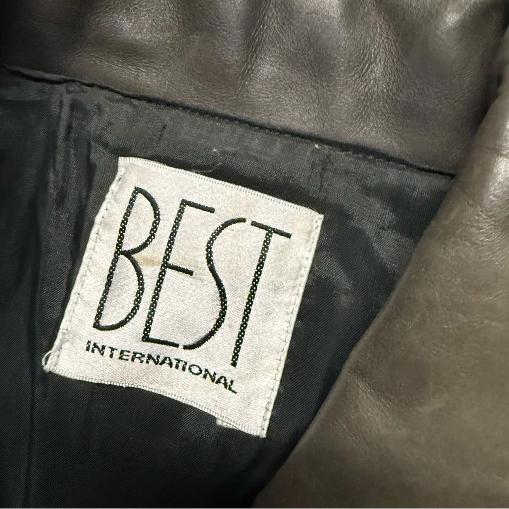 Vintage Best International Black Beige Plaid Double breasted Trench Dress Medium - Image 7