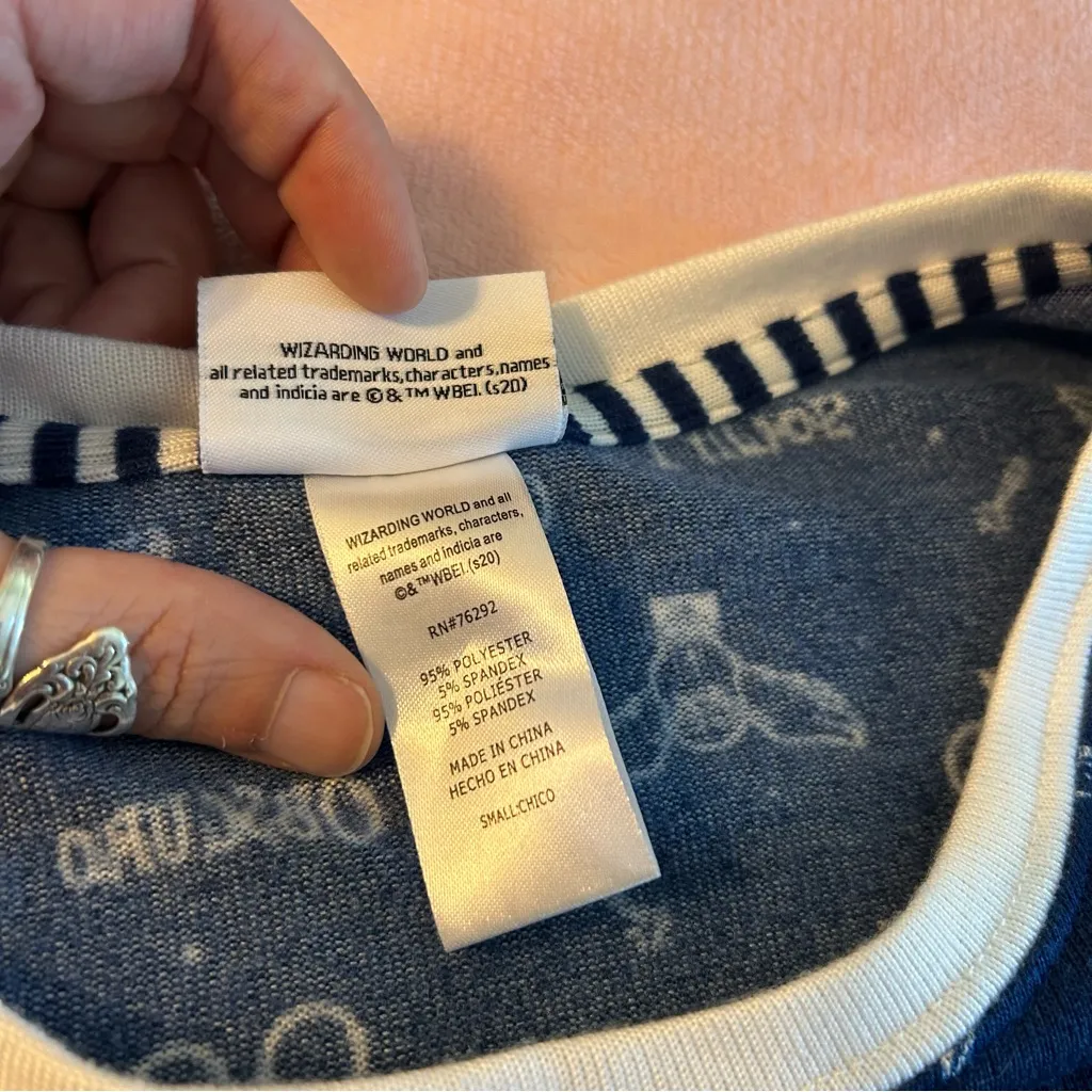 Harry Potter Wizarding World 2 piece pajama set blue with owls glasses spells S - Image 3