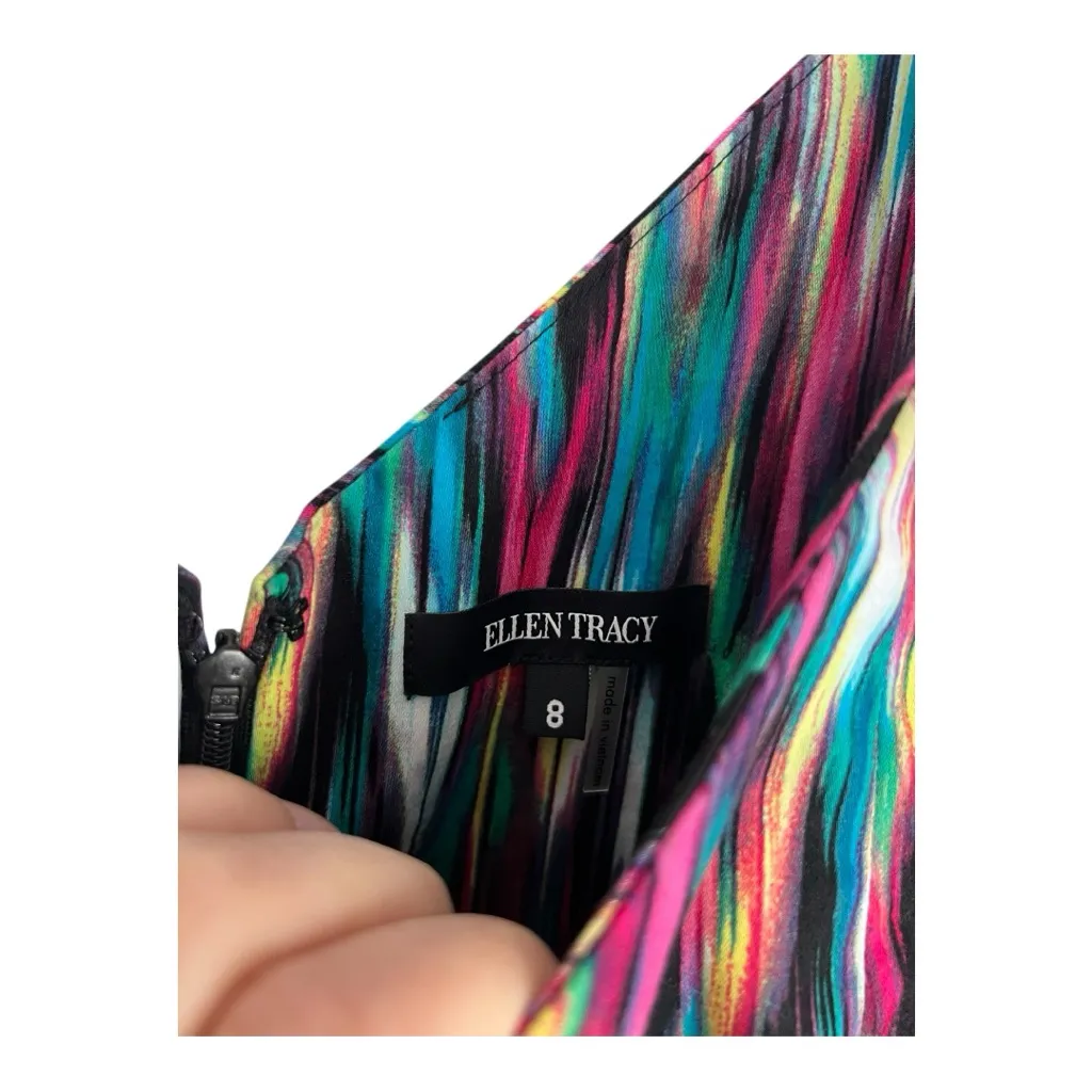 Ellen Tracy Women's Colorful Dress Cotton Vertical lines sleeveless Size 8 - Image 4