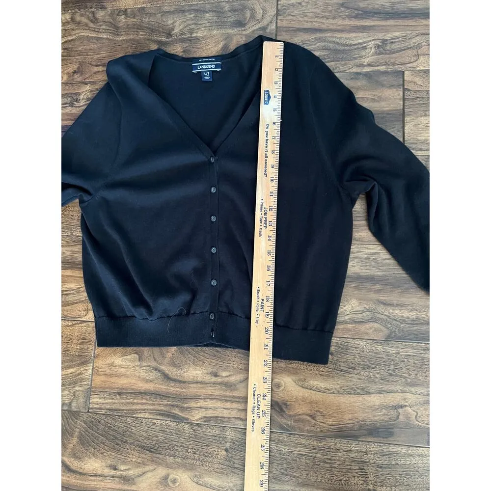 Land's End womens size L sweater pima cotton navy button-up office wear - Image 4