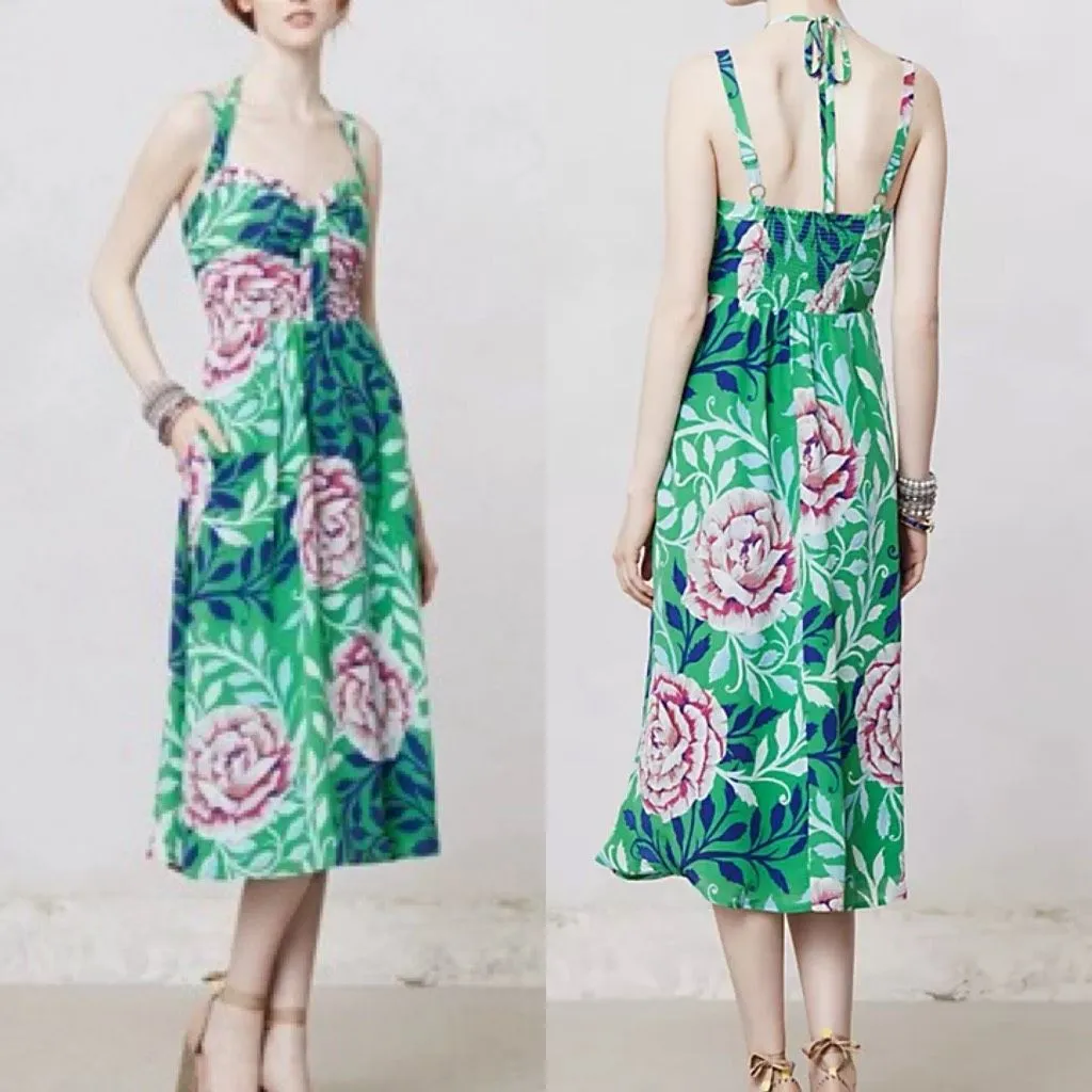 Anthropologie Moulinette Soeurs Rosamund Midi Dress 6 Silk - Image 2