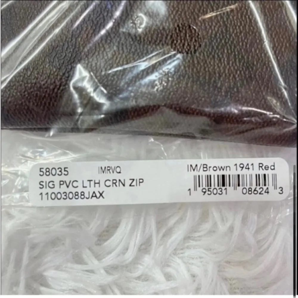 COACH Corner Zip Wristlet In Signature Canvas Brown Red Gold NWT Designer - Image 6