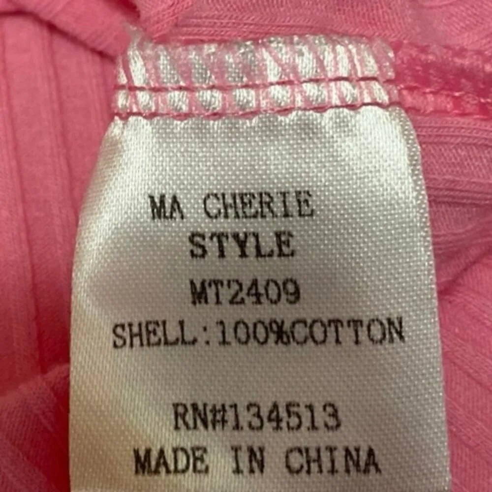 NEW Ma Cherie Pink Rib Knit Long Sleeve Aymmetric Zipper Cutout Sweater Top Sz L Size L - Image 5