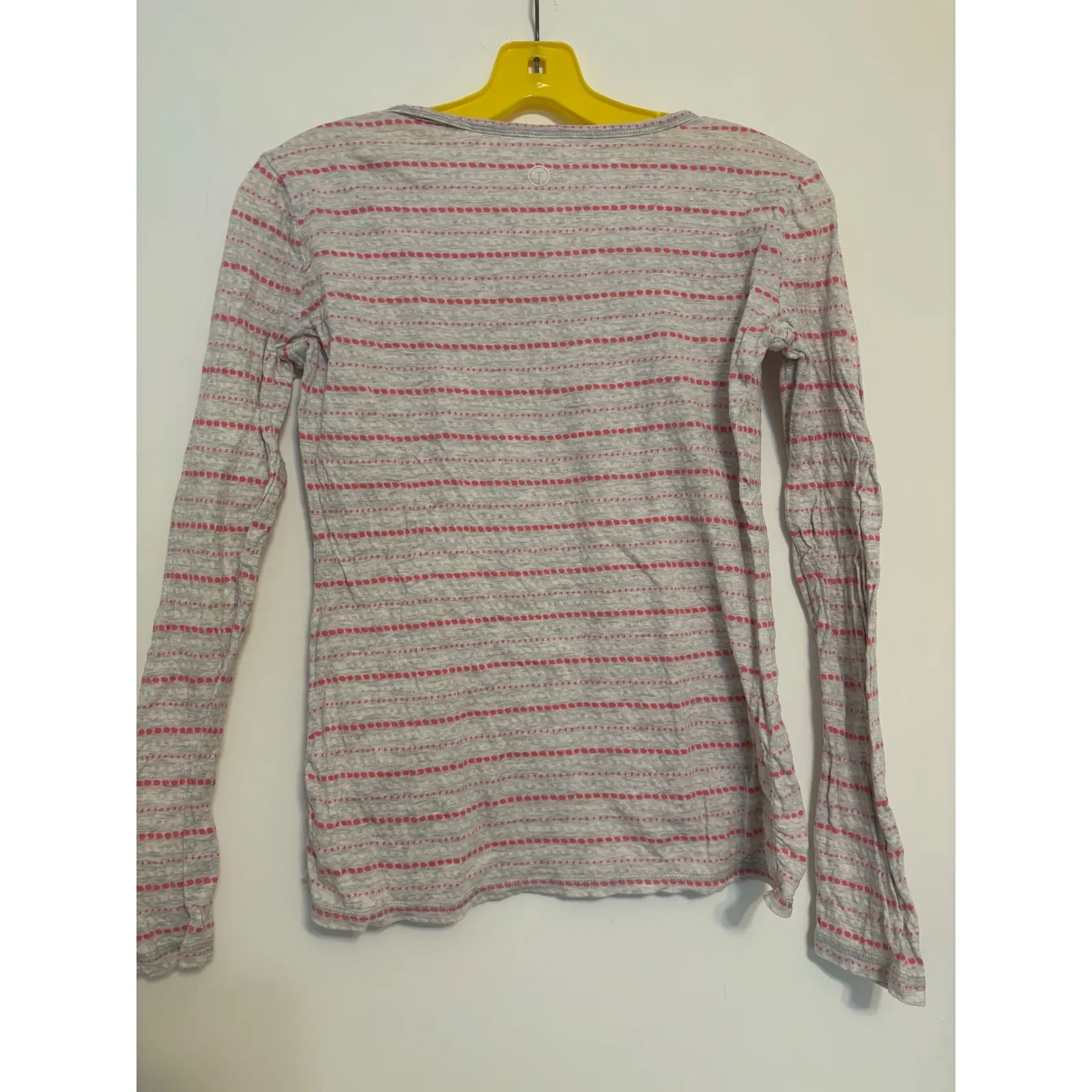 Talbots Gray Pink Striped Long Sleeve Scoop Neck T-Shirt Size XS 100% Cotton - Image 2