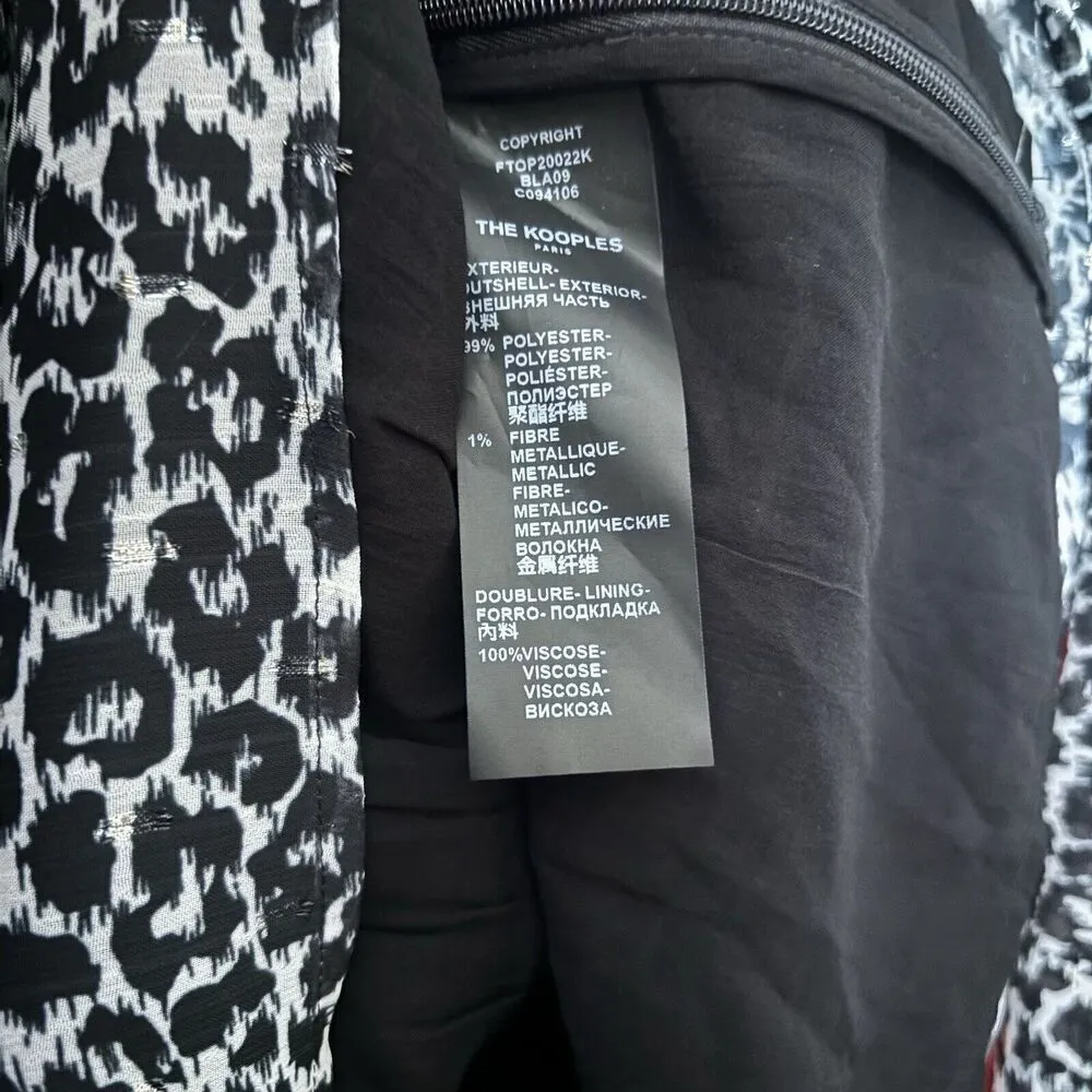 The Kooples Peplum Top Womens 3 Large Multicolor Leopard Print Surplice Ruched - Image 8