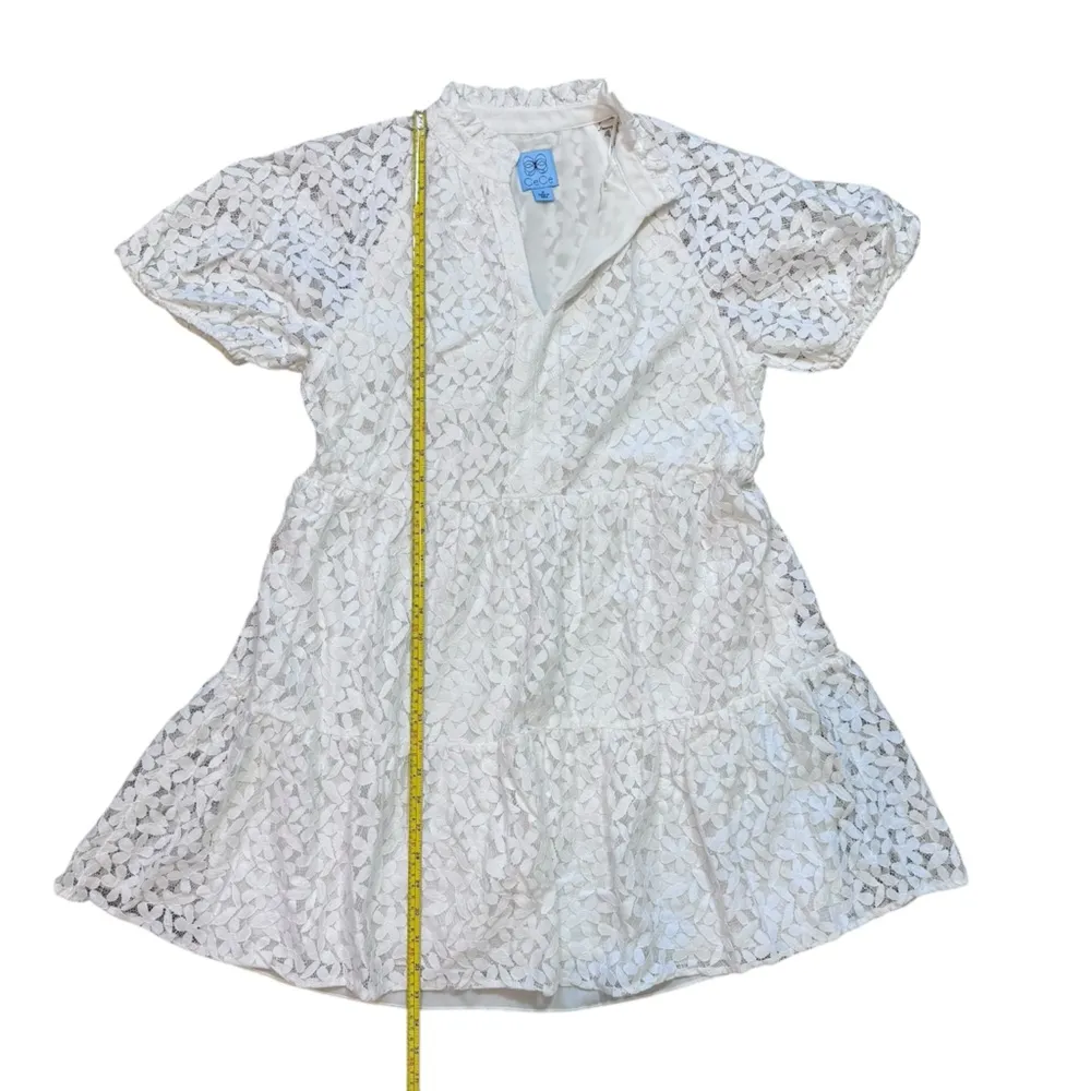 CeCe Ivory Floral Lace Puff Sleeve Babydoll Minidress Dress - Image 10