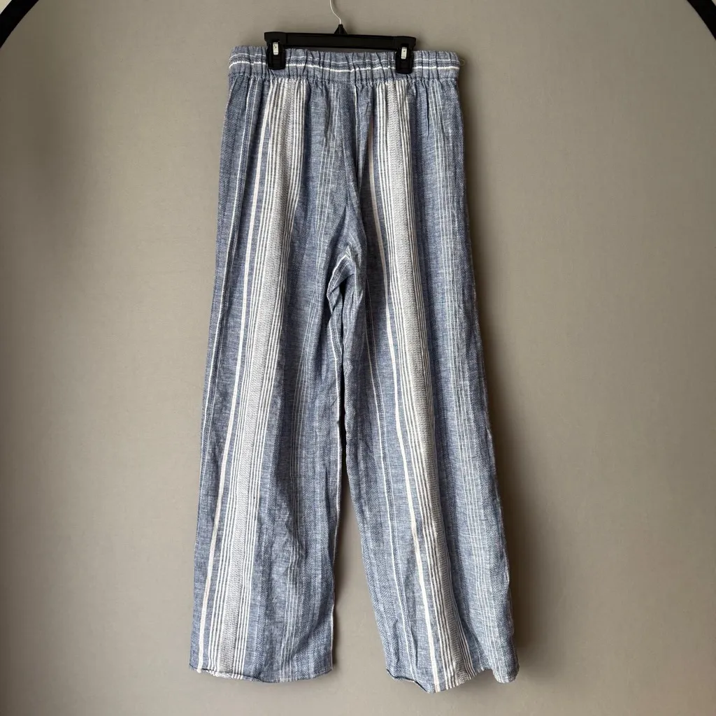 Express sz S blue white striped linen wide leg pants NWT‎ - Image 6