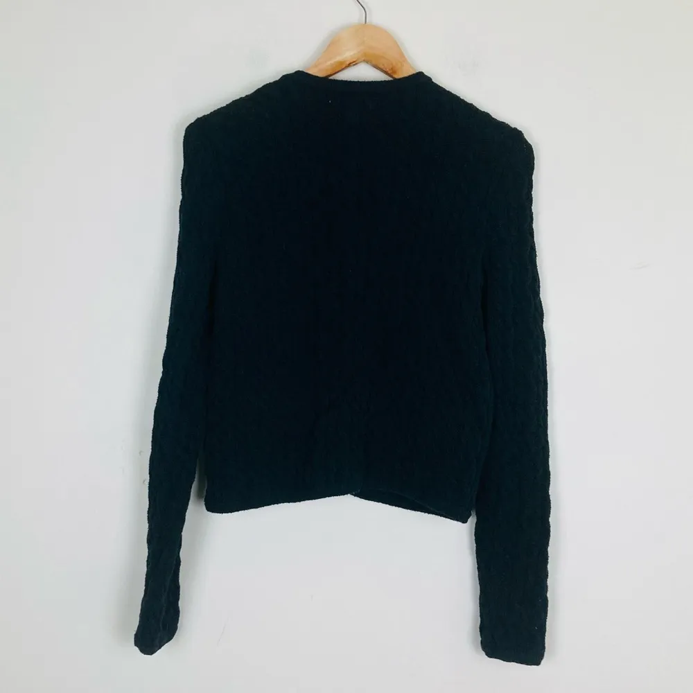 J. Crew Odette cable knit lady jacket sweater in black with gold buttons. Small - Image 5