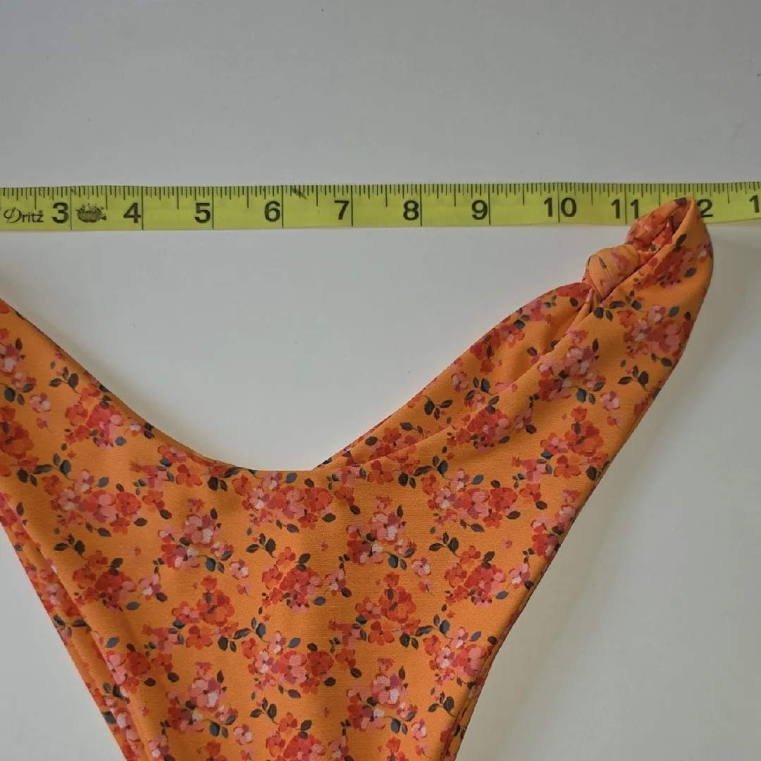 Skatie Salty Bikini Bottoms Hanalei Print Floral Swim Orange Womens Size Large - Image 5