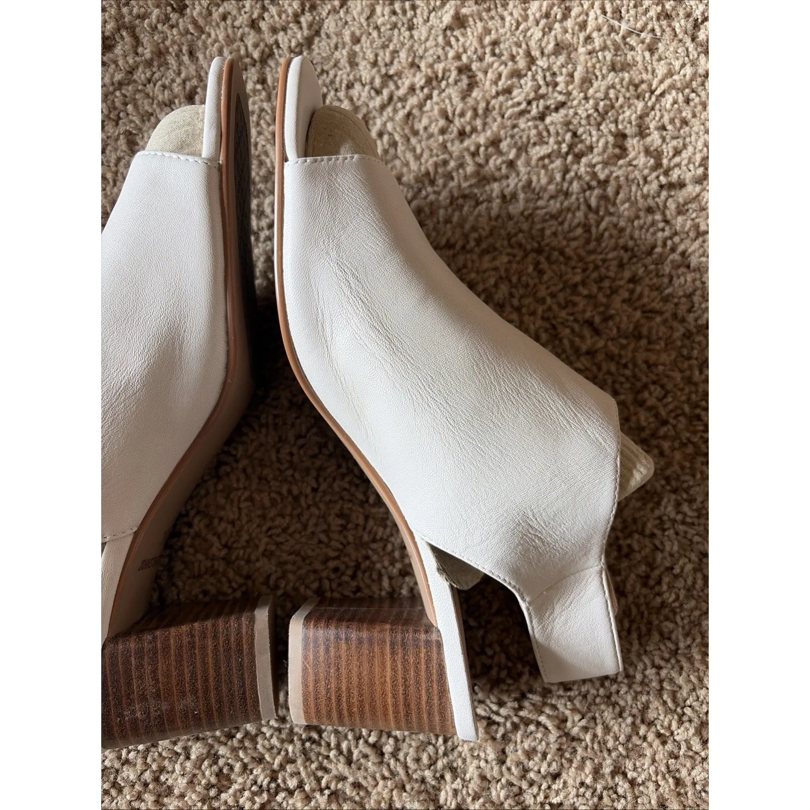 Johnston & Murphy Beige Leather Open Toe Evelyn Booties Shoes Womens 10M - Image 9