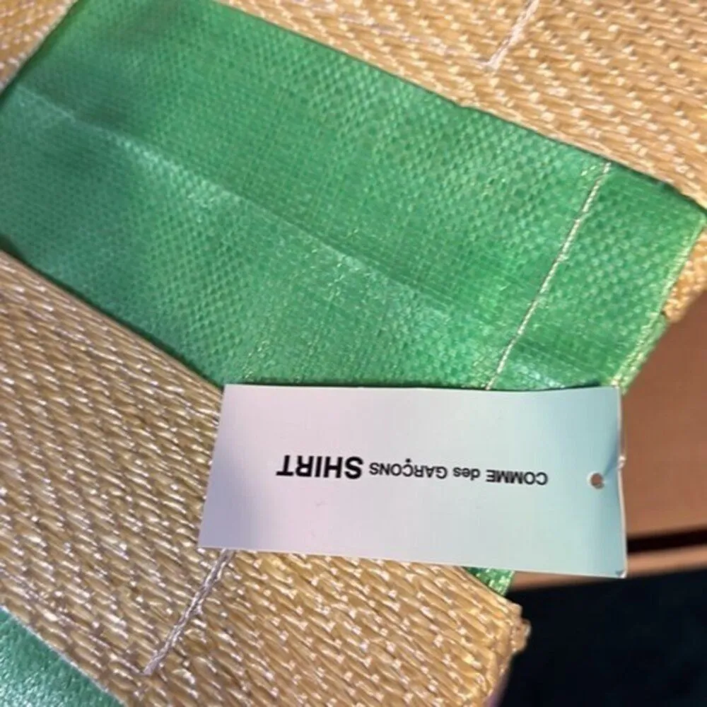 Comme Des Garcons Shirt Green And Yellow Large Poly Tote - Image 6