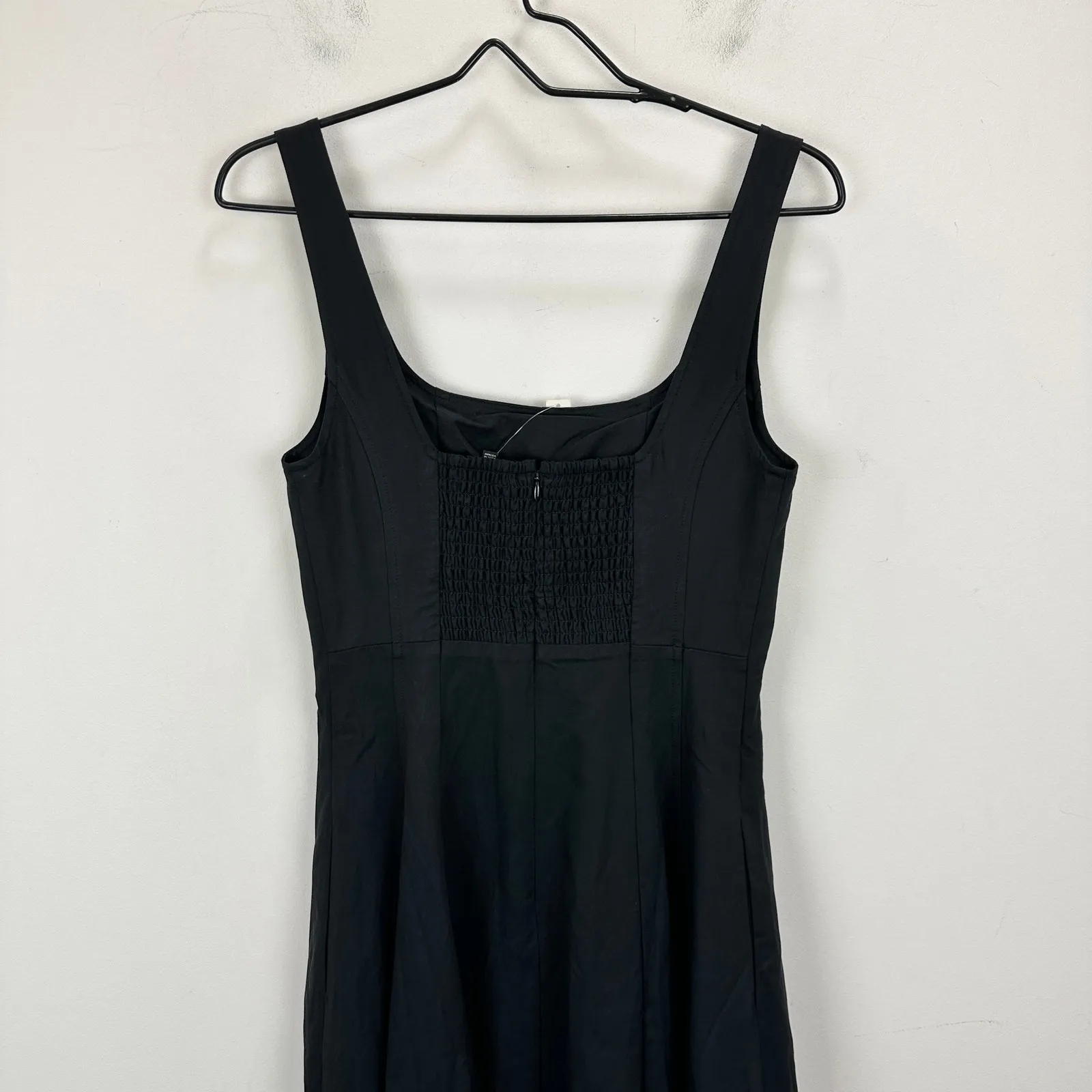 Madewell Seamed Squareneck Midi Dress Minimalist Jet Black Classic US 4 NWT - Image 14