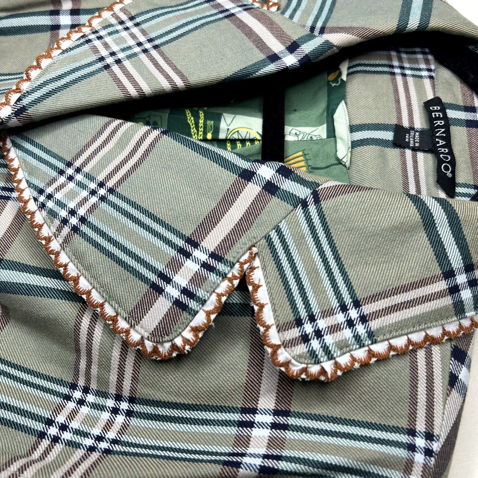 Bernardo Size 14W Women's‎ Green Plaid Y2K 90s Twee Indie Schoolgirl Blazer - Image 4