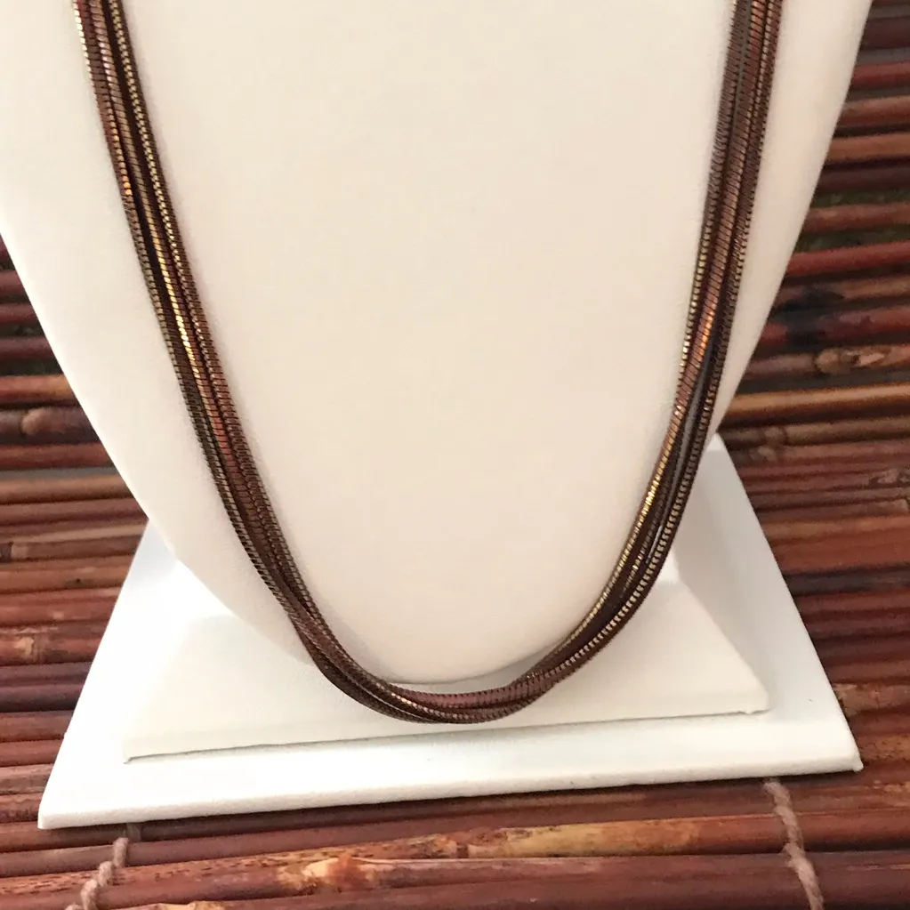 White House Black Market Multi Strand Copper Tone Long Necklace NWT - Image 4