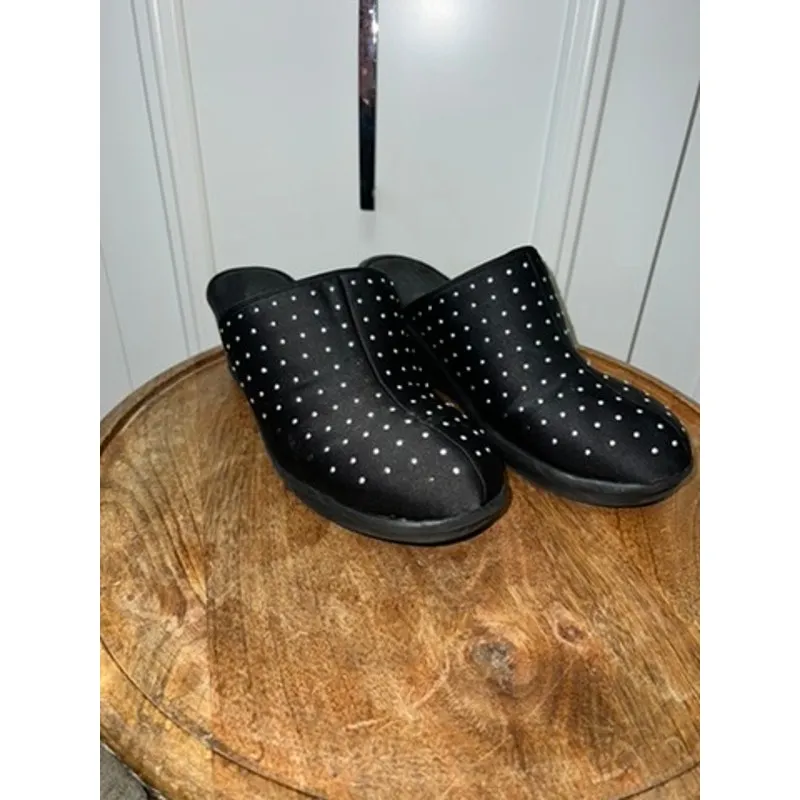 Women's Black Studded Mules Size 10 Casual Chic Flats‎ - Image 2