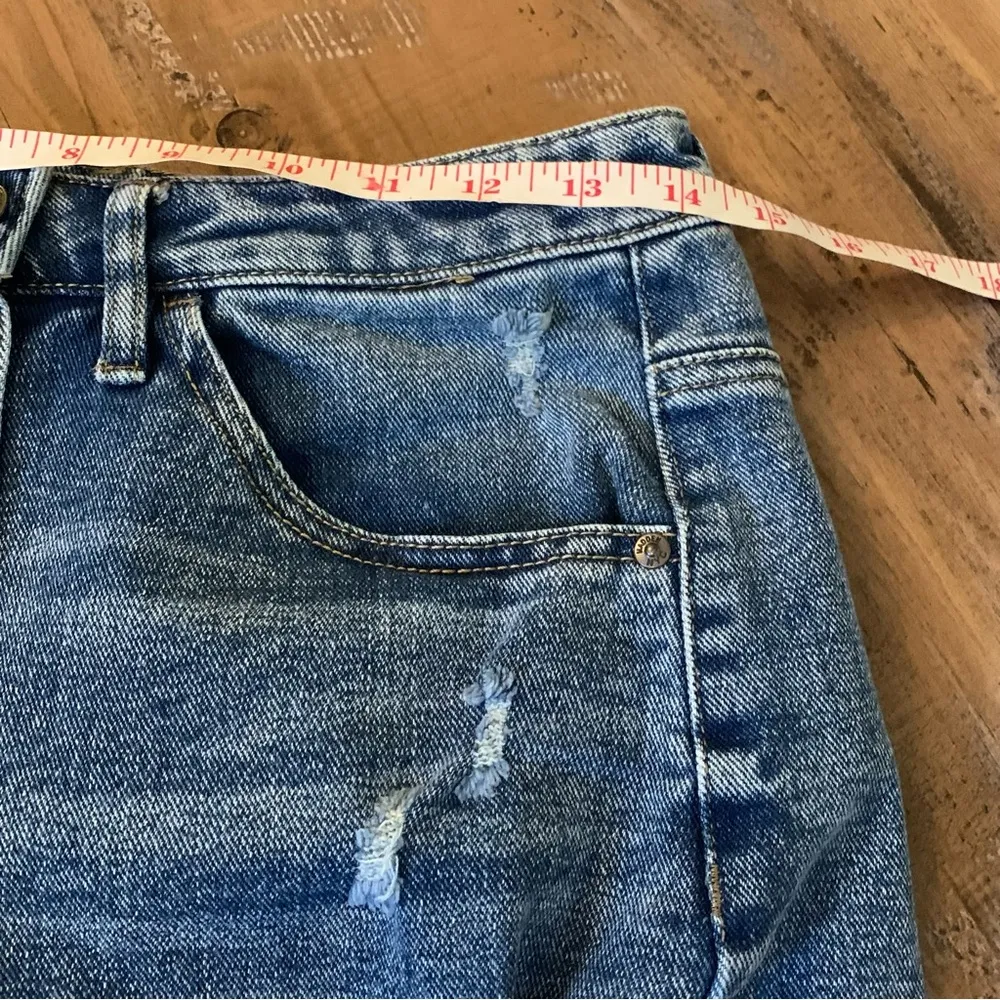 Madden NYC Juniors Womens Size 7 Button Fly Blue Denim Skort Shorts - Image 8