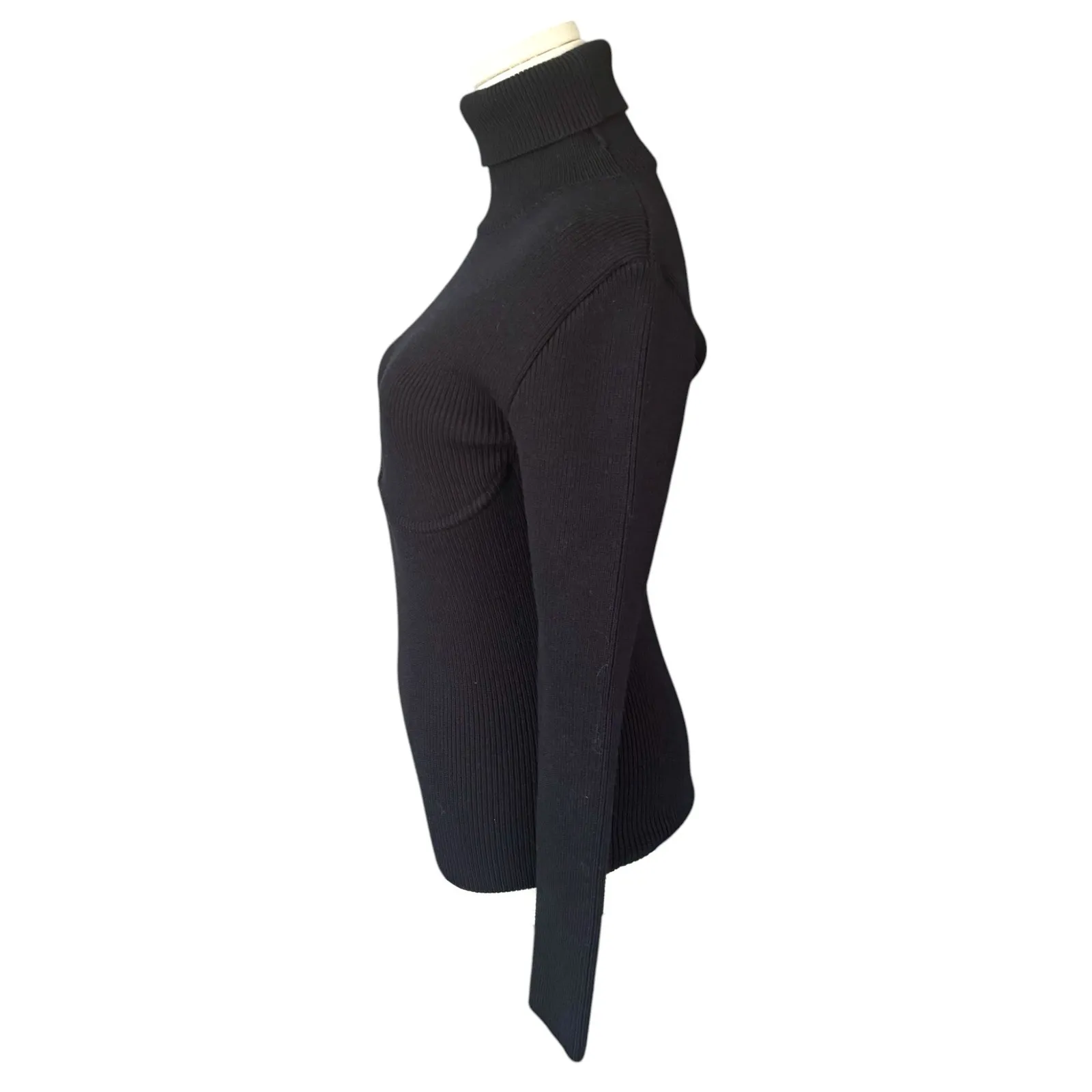 Balenciaga Ribbed Underwire Turtleneck Sweater Black Size‎ FR 38 - Image 2