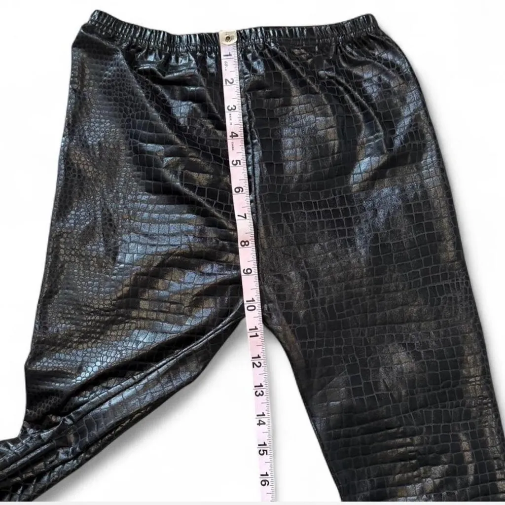 Faux Leather Textured Croc Leggings‎ Black - Image 13