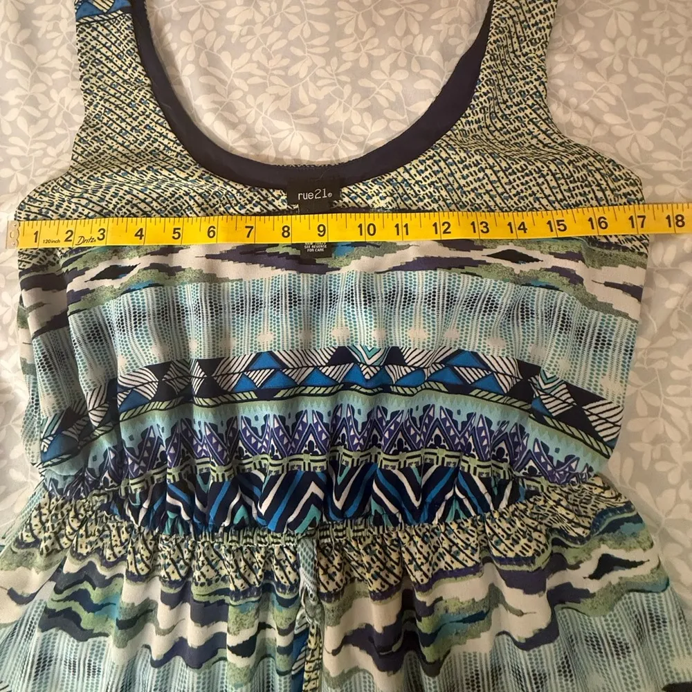 Rue 21 Blue Patterned Sleeveless Dress size M - Image 3