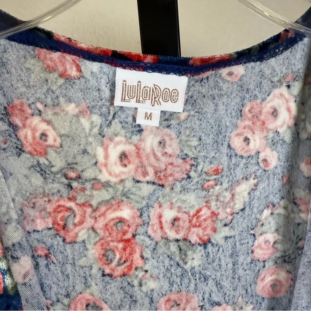 LuLaRoe Velvet Floral Kimono Duster Cardigan Women’s Medium Open Front Layering - Image 6
