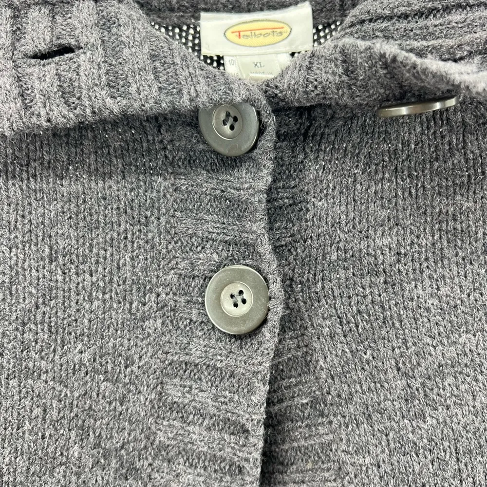 Talbots 3 button charcoal gray sweater cape 3/4 sleeve casual business XL - Image 3