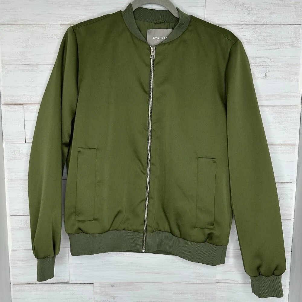 Everlane  Womens The E2 Bomber Jacket Olive Green Size Medium Full Zip - Image 3