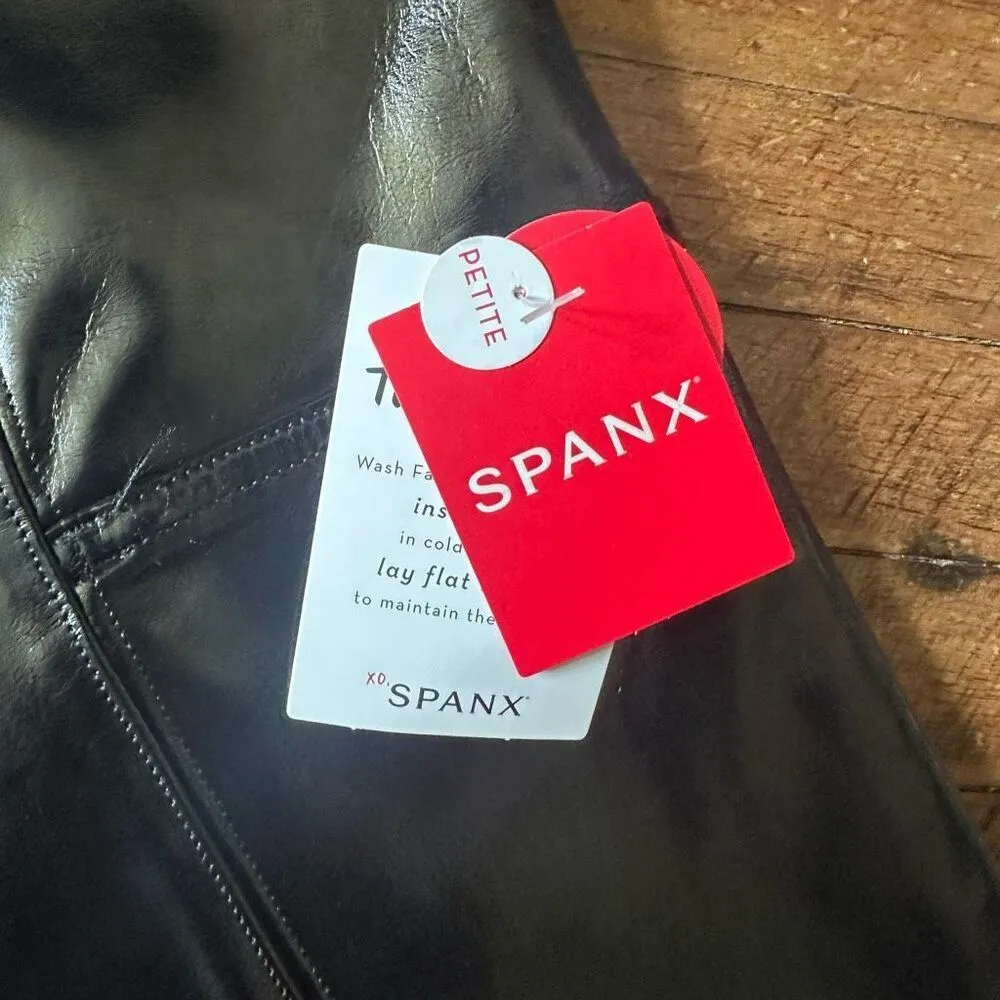 Spanx shapewear black faux leather S petite leggings - Image 2
