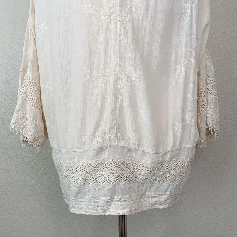 American Eagle Women’s Medium Boho Crochet Open Front Cardigan - Image 9