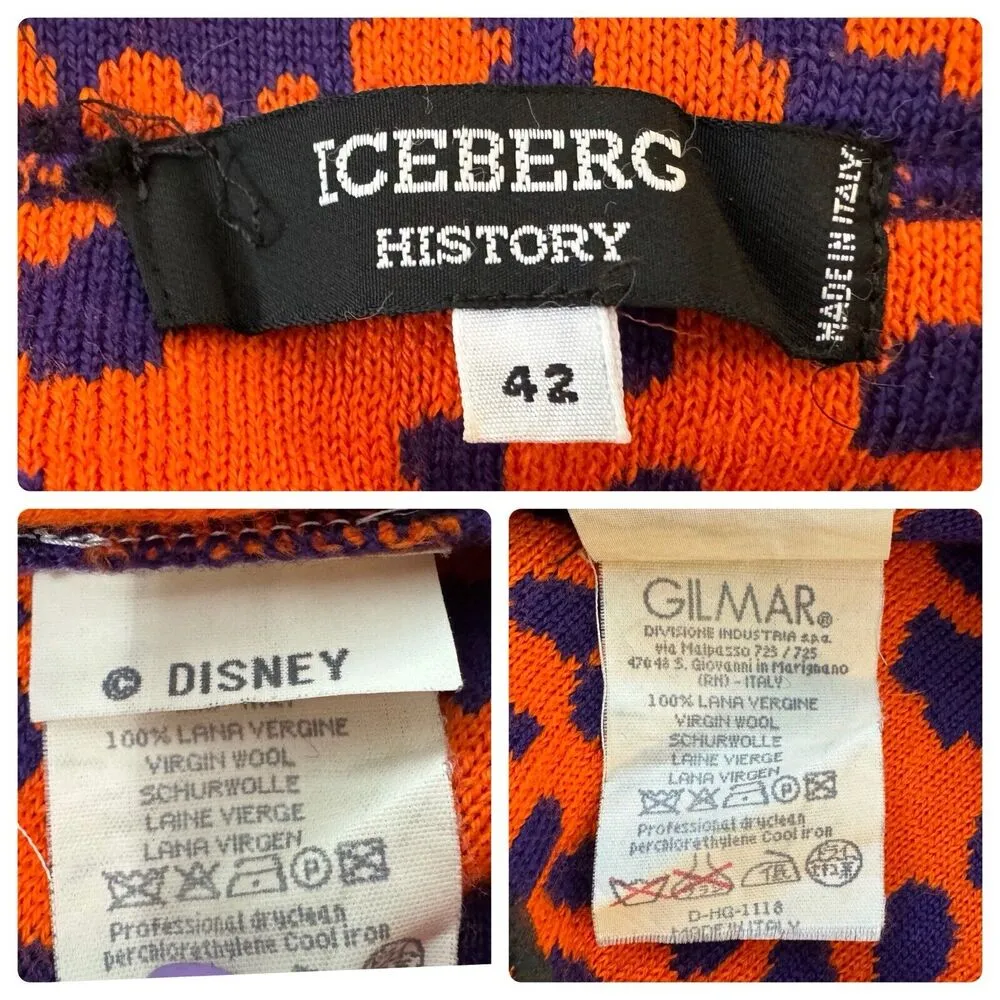 Vtg ICEBERG HISTORY DISNEY 101 Dalmatian Leopard Print Knit Maxi Skirt Size 42 - Image 10