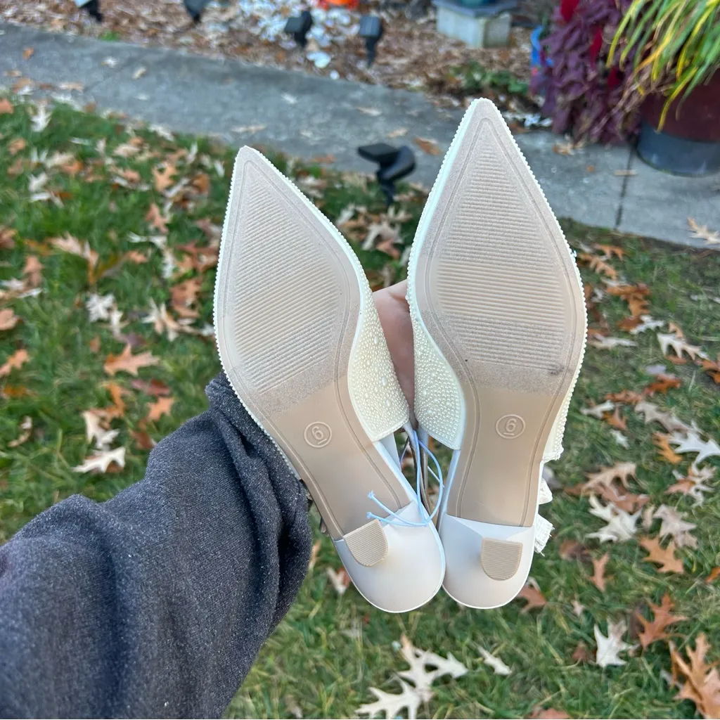 Women's Milan Slingback Heels - A New Day size 6  kitten heels pearl wedding - Image 11