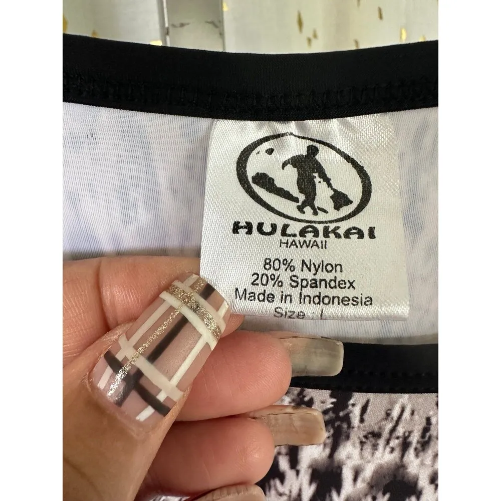 Hulakai Hawaii Women's Fashion Panel Raglan Long Sleeve Swim Rash Guard L Black Size L - Image 5